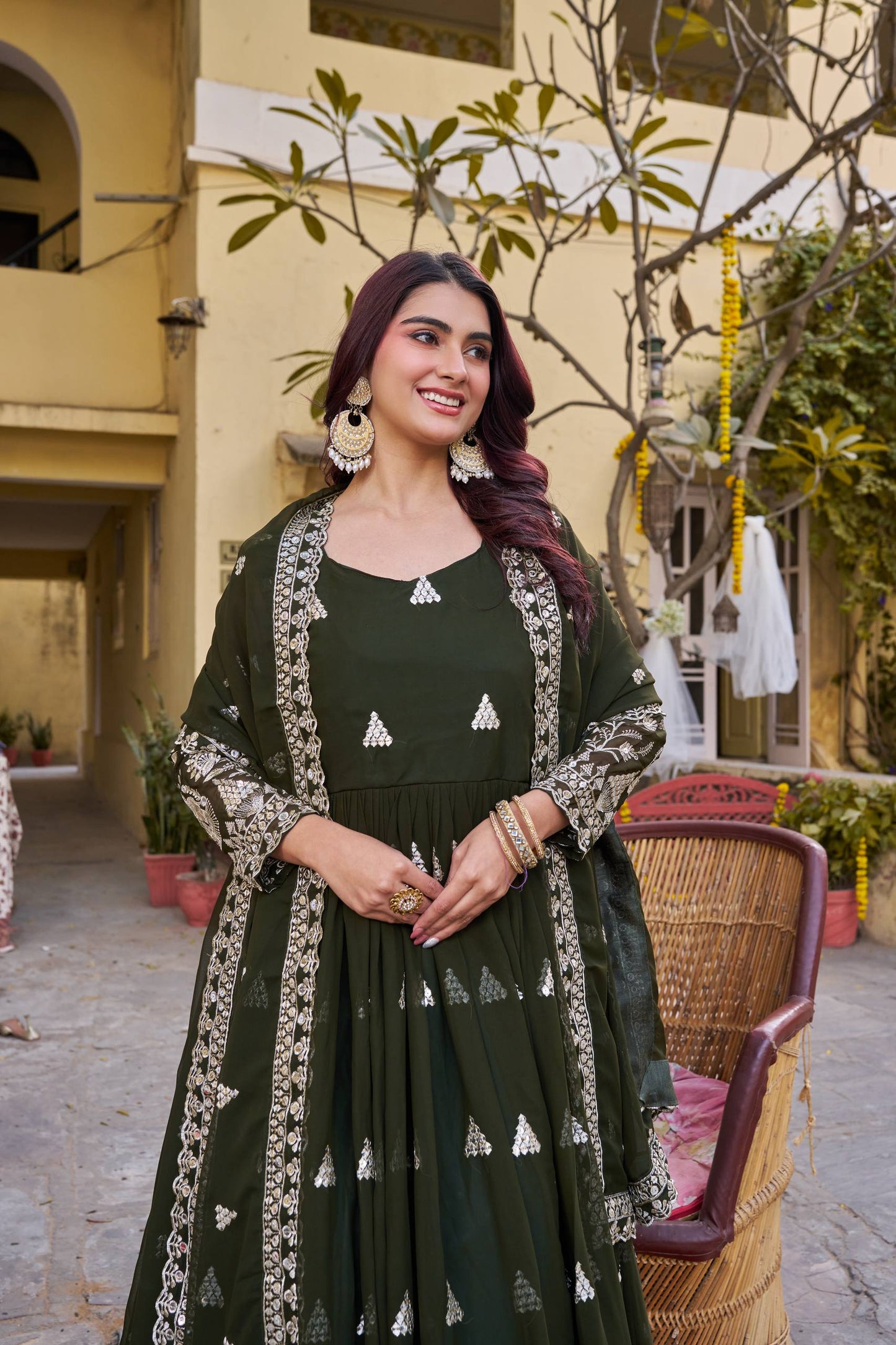 RangBhoomi Exclusive Festival Long Gown with Elegant Dupatta