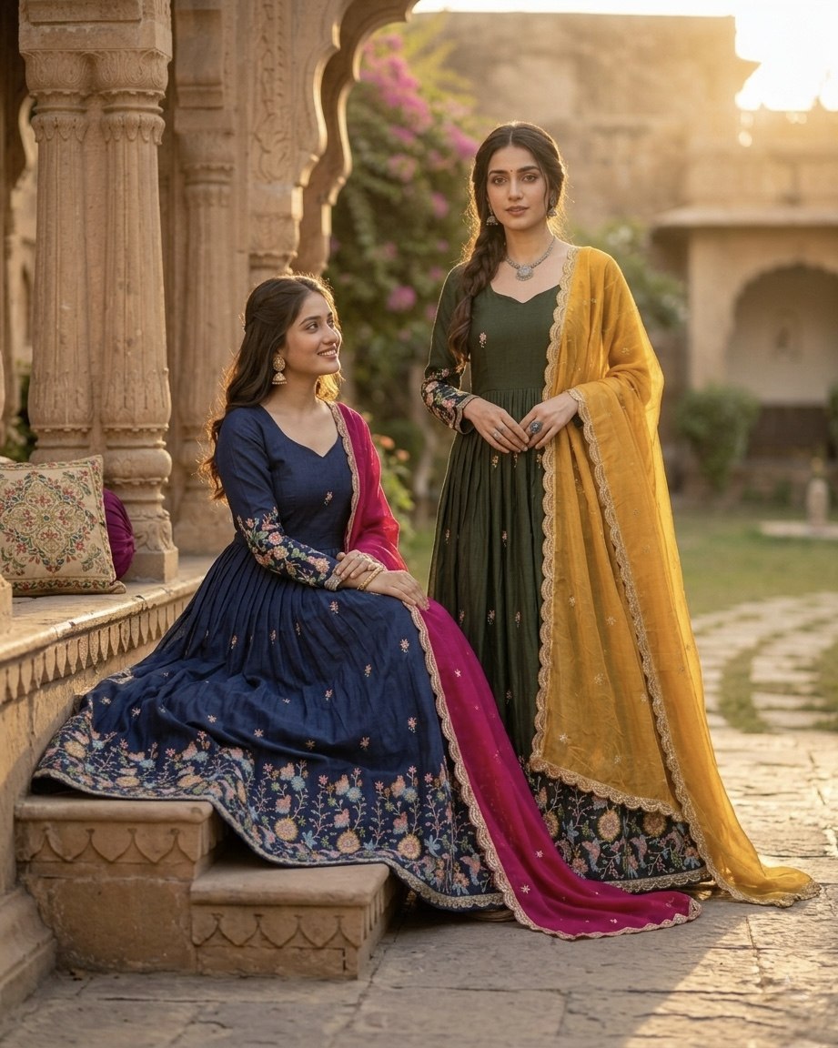 Elegant Fendi Silk Gown with Heavy Sequin and Zari Embroidery, Paired with Matching Dupatta – Collection 2026