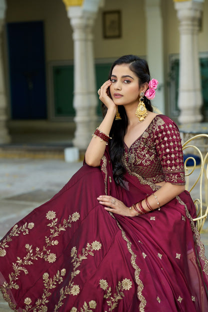 RangBhoomi Elegant Festive Lehenga Set with Rangoli Silk, Sequins, and Thread Embroidery