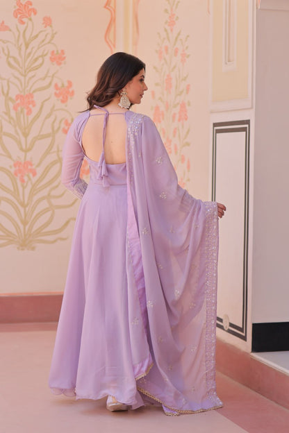 Premium Ready-to-Wear Georgette Gown and Dupatta Set with Luxurious Embroidery