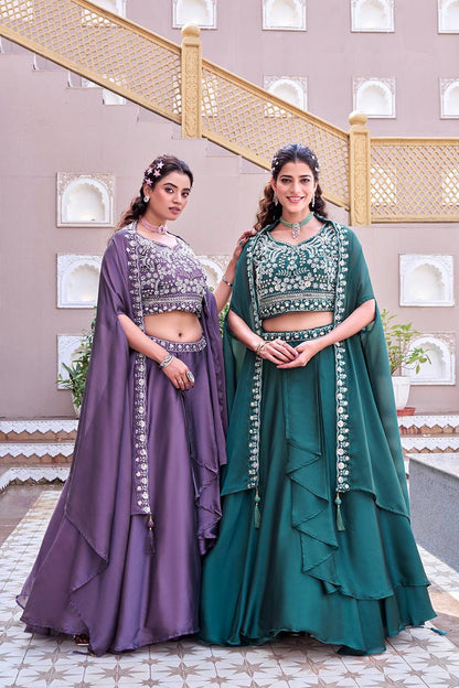 RangBhoomi Exclusive Wedding Special Lehenga Choli Set in Pure Rangoli Silk with Heavy Embroidery and Sequence Detailing