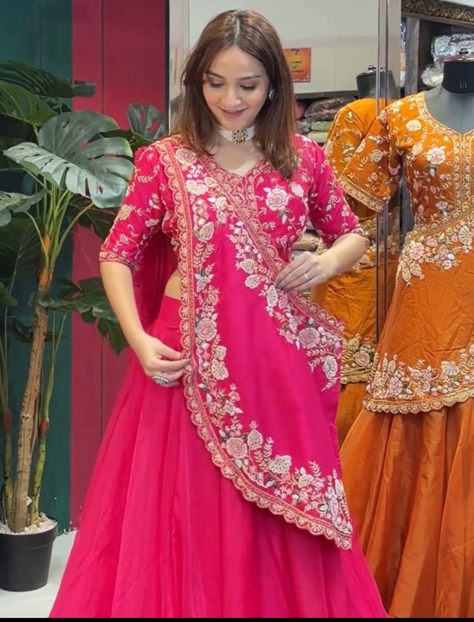 Elegant Embroidered Lehenga Choli Set with Sequence Work – New Arrival by RangBhoomi