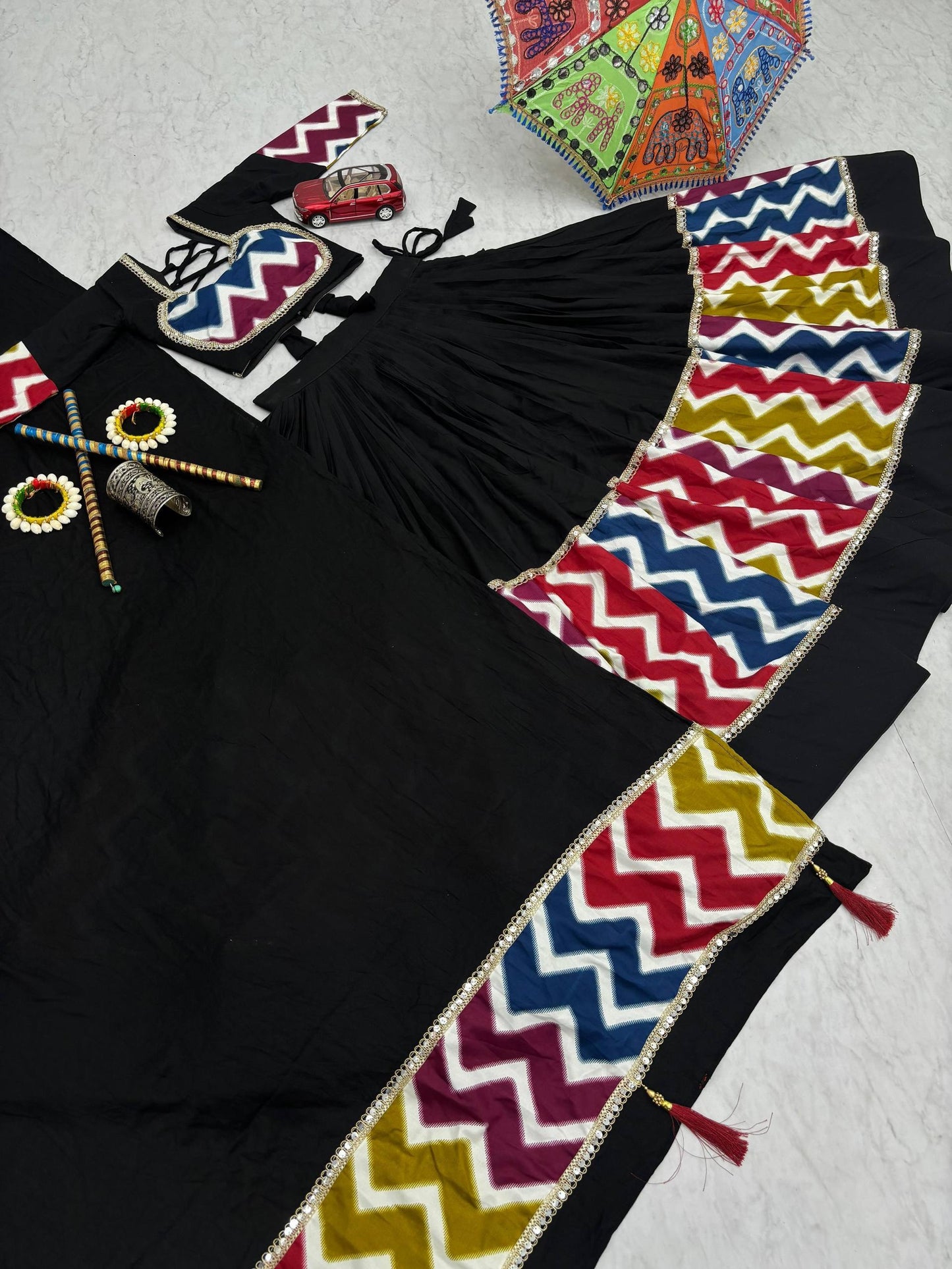 Navratri Special Pure Cotton Lehenga Choli Set with 6-Meter Flair, Fully Stitched Comfort Fit
