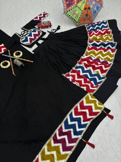 Navratri Special Pure Cotton Lehenga Choli Set with 6-Meter Flair, Fully Stitched Comfort Fit