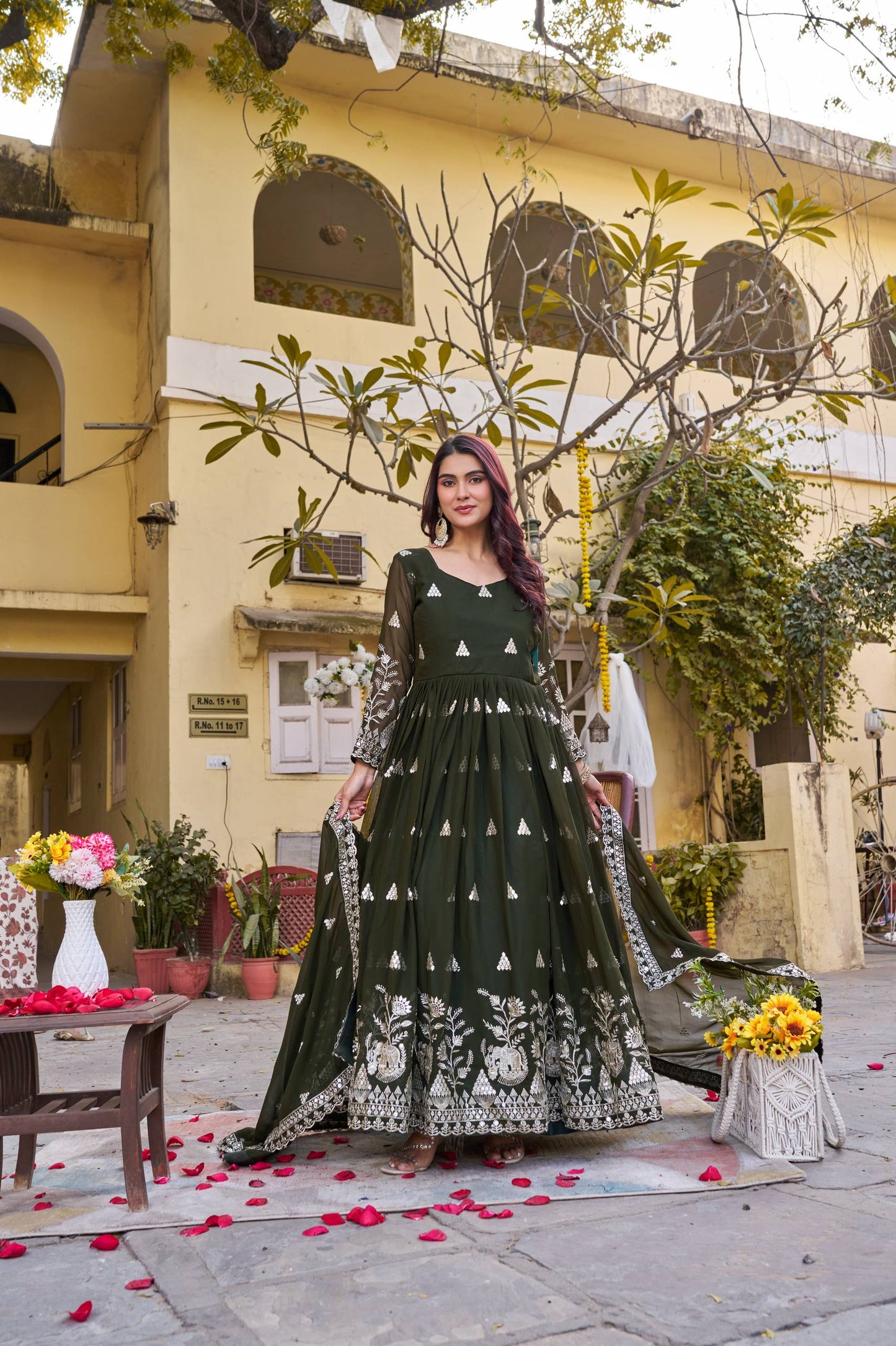 RangBhoomi Exclusive Festival Long Gown with Elegant Dupatta