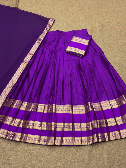 RangBhoomi Elegant Kanjivaram Silk Lehenga Set with Georgette Dupatta and Zari Weaving