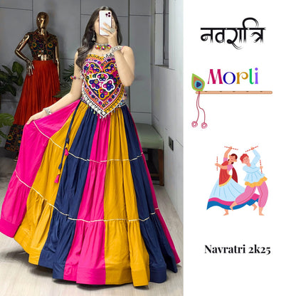 Ethnic Women's Lehenga with Designer Blouse Set – Vibrant Multicolor Navratri Festive Attire