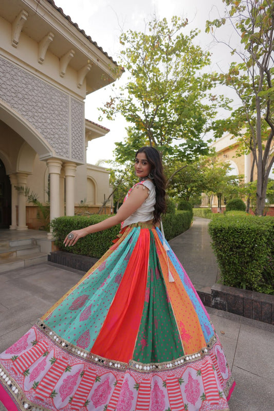 RangBhoomi Cotton Mirror-Lace Lehenga Set — Full-Stitched Festive Navratri Outfit