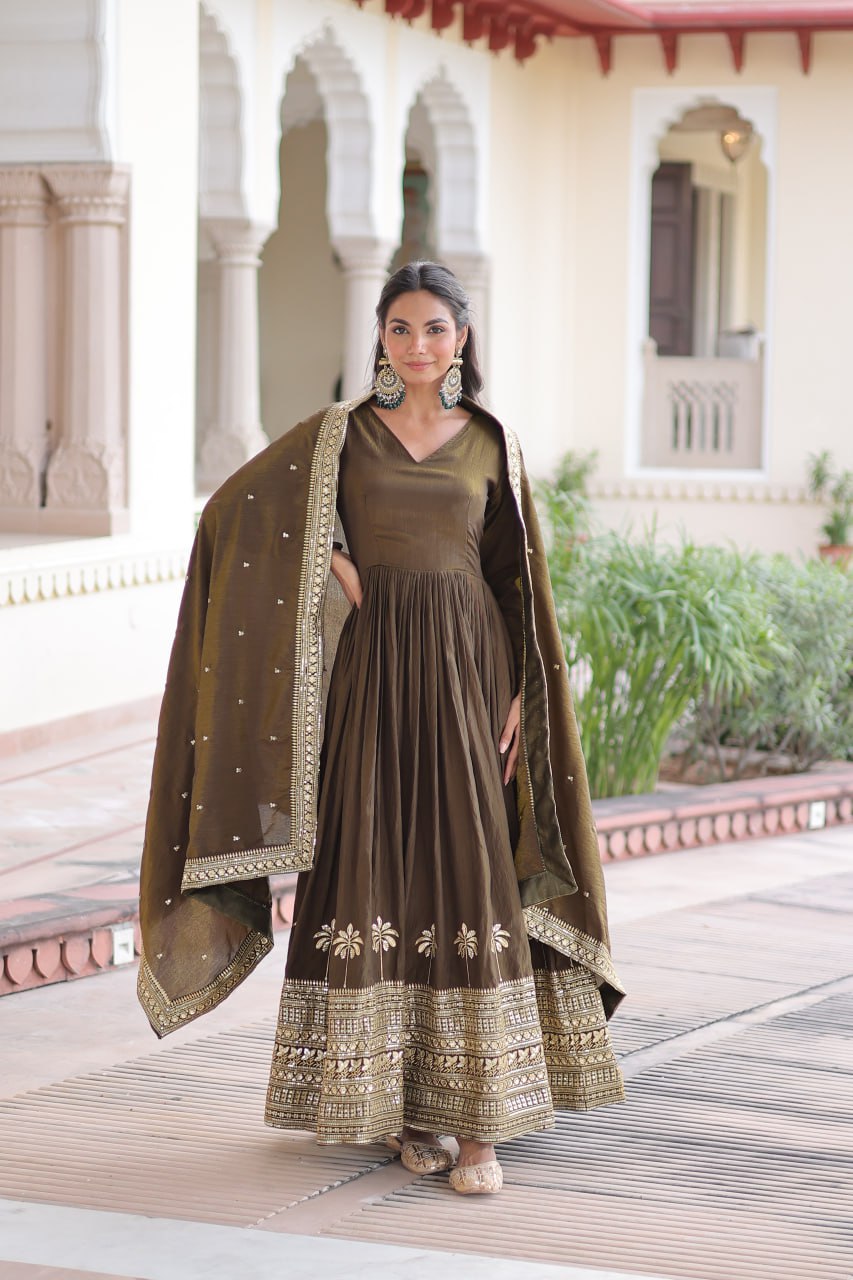 RangBhoomi Elegant Vichitra Silk Gown with Sequined Dupatta Collection 2026