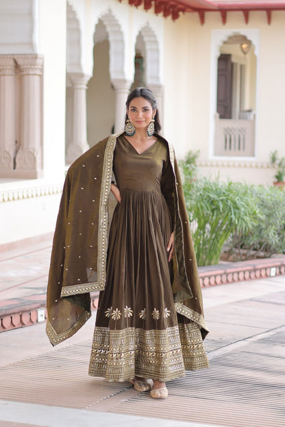 RangBhoomi Elegant Vichitra Silk Gown with Sequined Dupatta Collection 2026