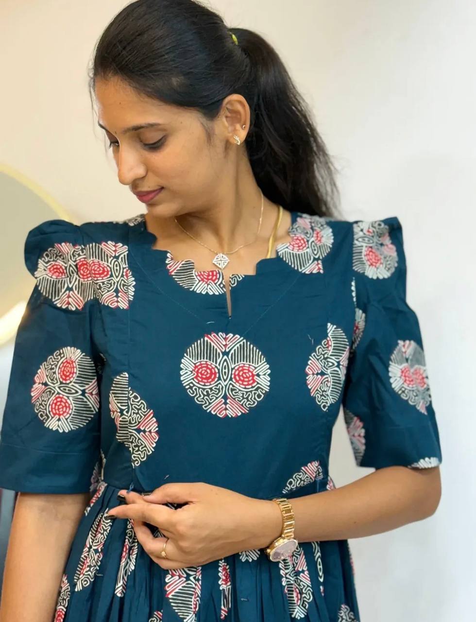Elegant Soft Cotton Printed Midi Gown - Ultimate Summer Glamour and Comfort
