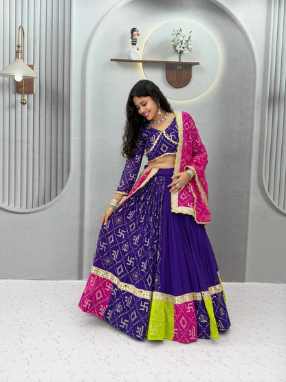RangBhoomi Navratri Special Vintage Dupatta Lehenga Choli - Fox Georgette Embroidered Set