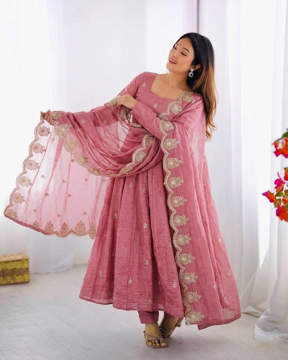 RangBhoomi Elegant Embroidered Sequined Anarkali Three-Piece Set