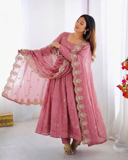 RangBhoomi Elegant Embroidered Sequined Anarkali Three-Piece Set