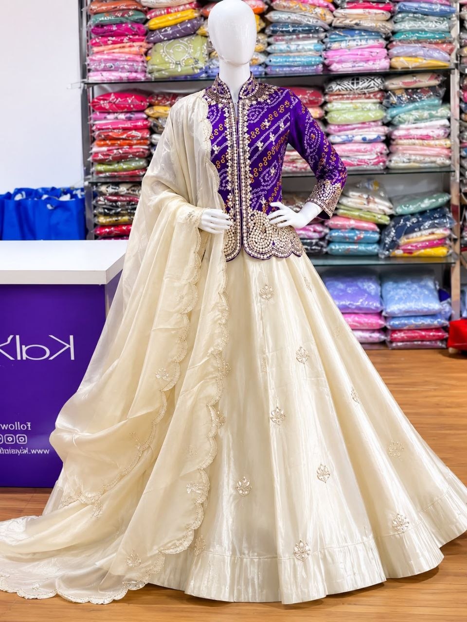 RangBhoomi Embroidered Sequence Jacket and Lehenga Choli - Ready to Wear Festive Set