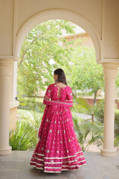 RangBhoomi Four-Color Faux Georgette Bandhej Lehenga Choli Set with Dupatta