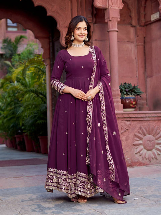RangBhoomi SP Series Elegant Faux Georgette Gown Set with Realistic Detailing and Comfortable Fit