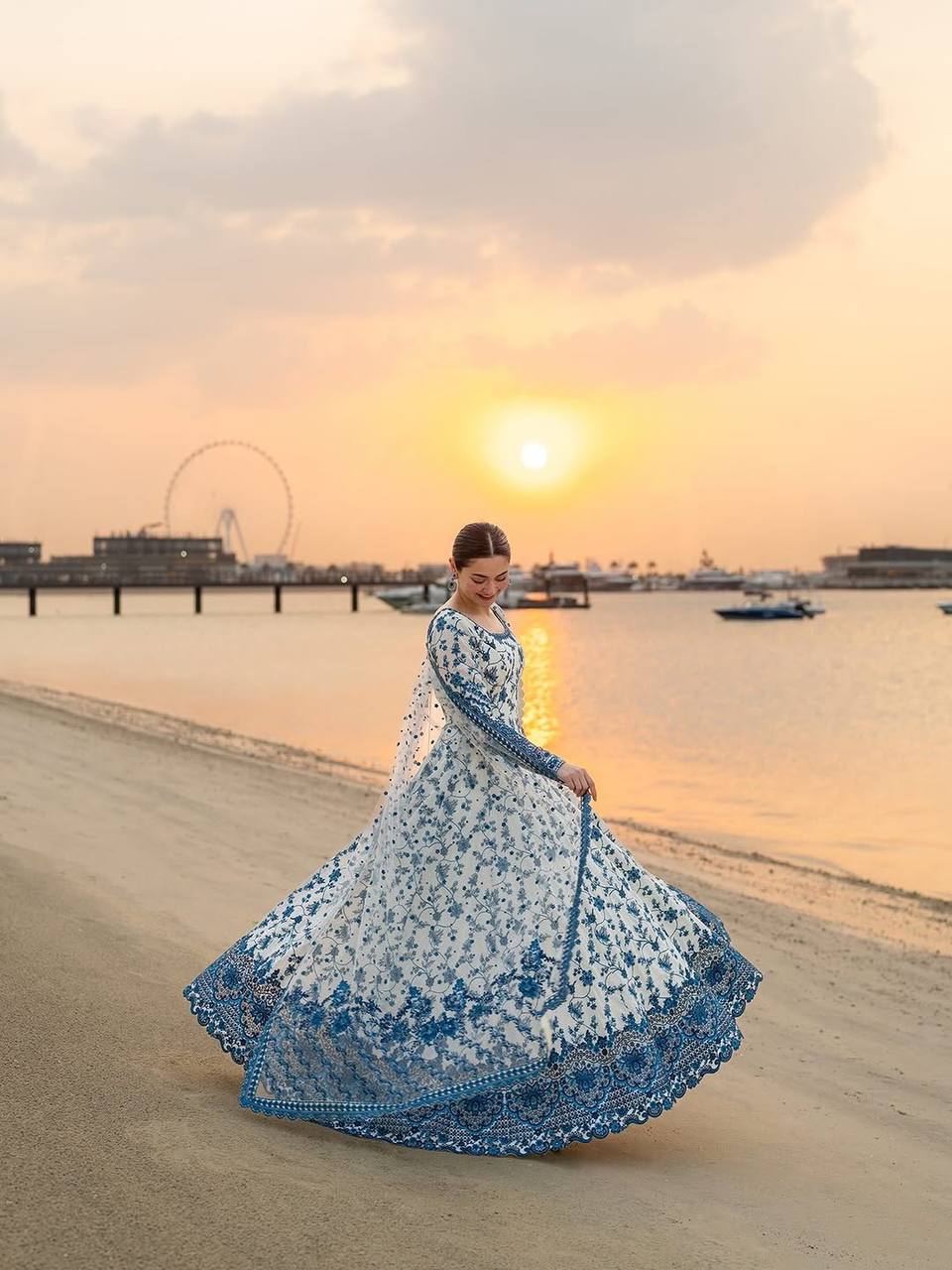 Elegant Party Wear Heavy Faux Georgette Gown with Organza Dupatta and Micro Cotton Bottom Set