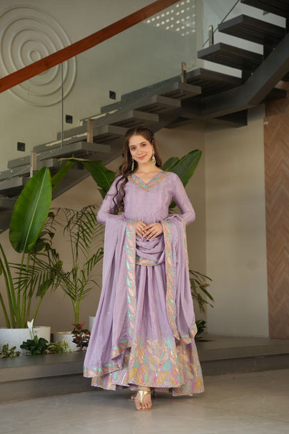 Embroidered Grace Gown & Dupatta – Luxe Fusion Wear for Modern Elegance