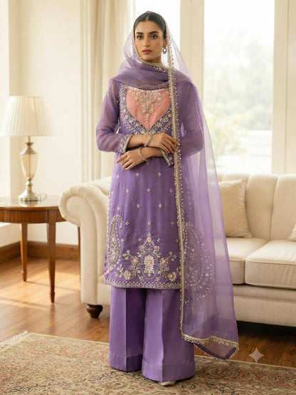 RangBhoomi NC Moss Designer Embroidered Top-Bottom & Dupatta Set — Fully Stitched Ready to Wear