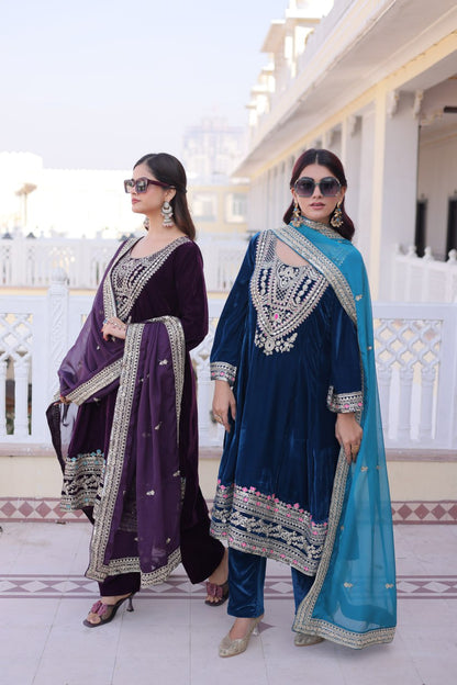 RangBhoomi Ready-to-Wear Velvet Top and Pant Set with Elegant Dupatta - Collection 2026