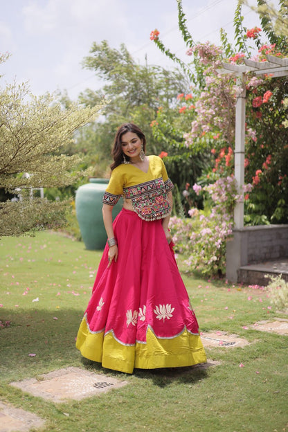 RangBhoomi Navratri Lehenga Choli Collection 2026 — Lotus Mirror Embroidered Set