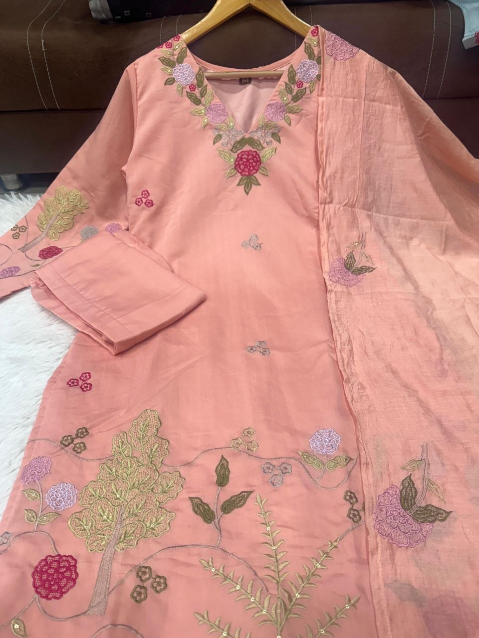 Elegant Festival Special 3-Piece Chanderi Silk Set with Gorgeous Embroidery and Dupatta