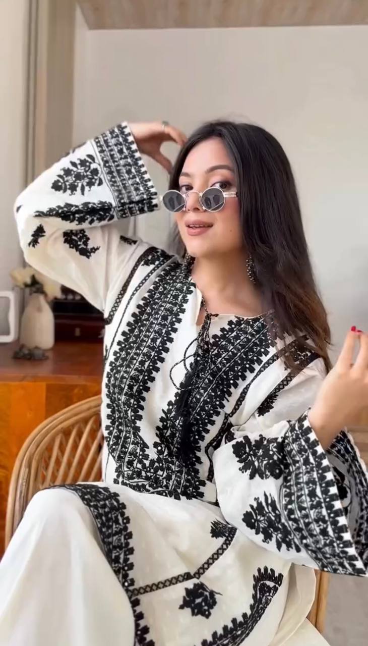 RangBhoomi New Designer Collection Rayon Butti Silk Fully Stitched Top and Bottom Set, Ready to Wear