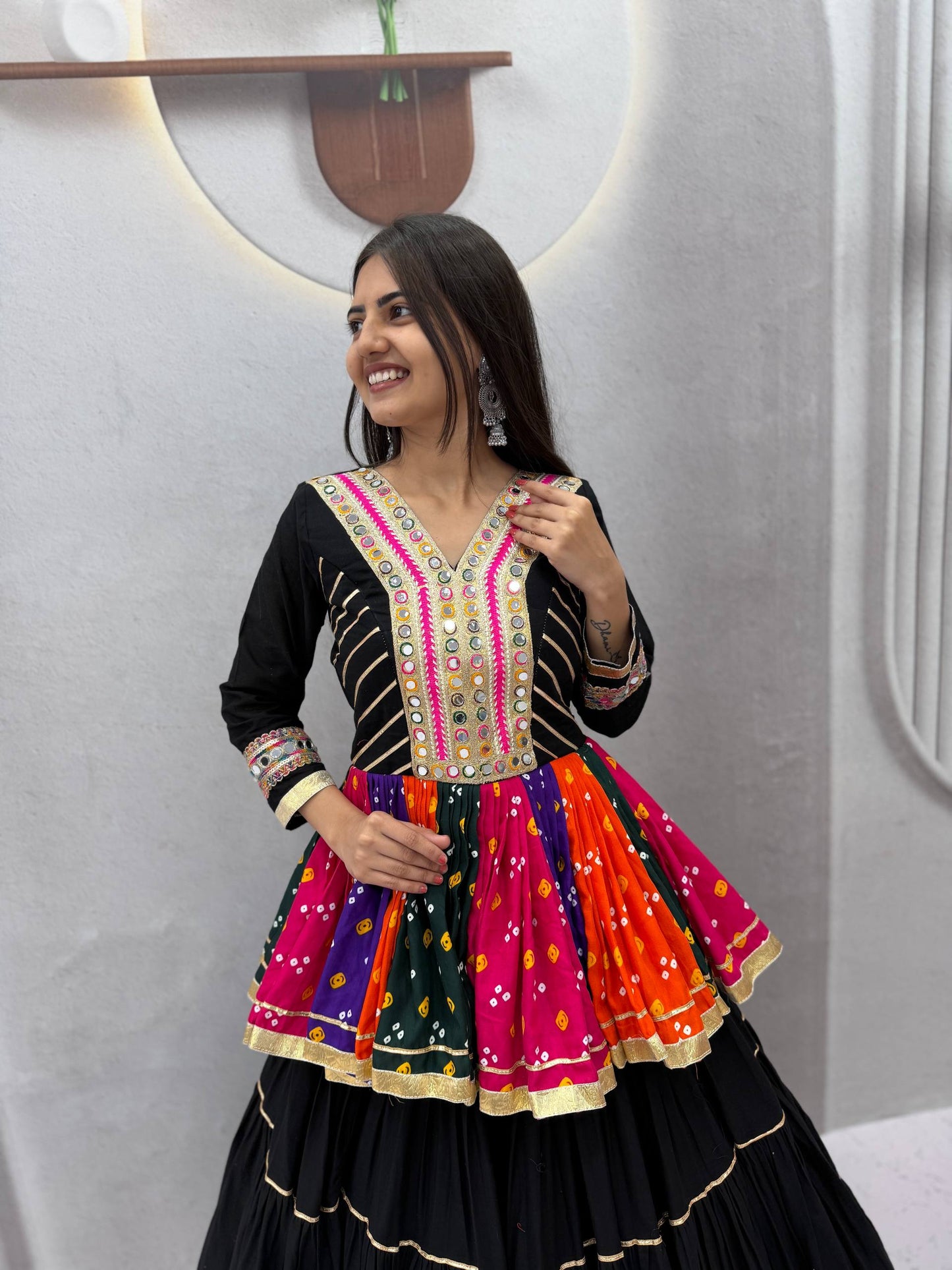 RangBhoomi Navratri Special Lehengacholi – Pure Cotton Kediyu & 9m Flair Lehenga, Fully Stitched