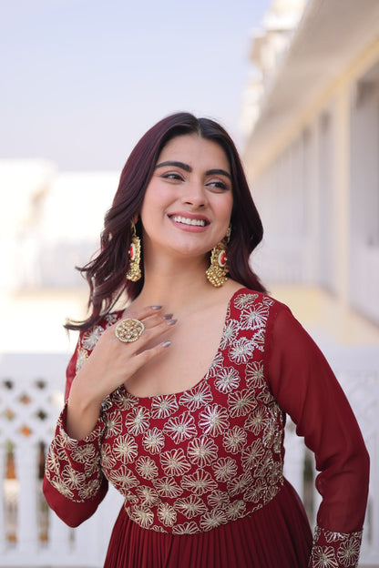 RangBhoomi Premium Designer Ready-to-Wear Gown Collection 2026 - Elegant Faux Blooming Georgette with Sequins and Zari Embroidery