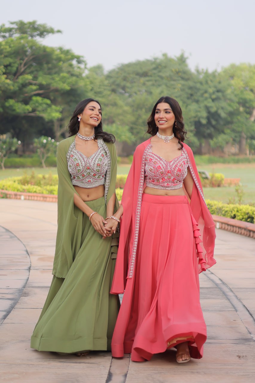Premium Ready-to-Wear Lehenga Choli Set with Stylish Shrug Jacket
