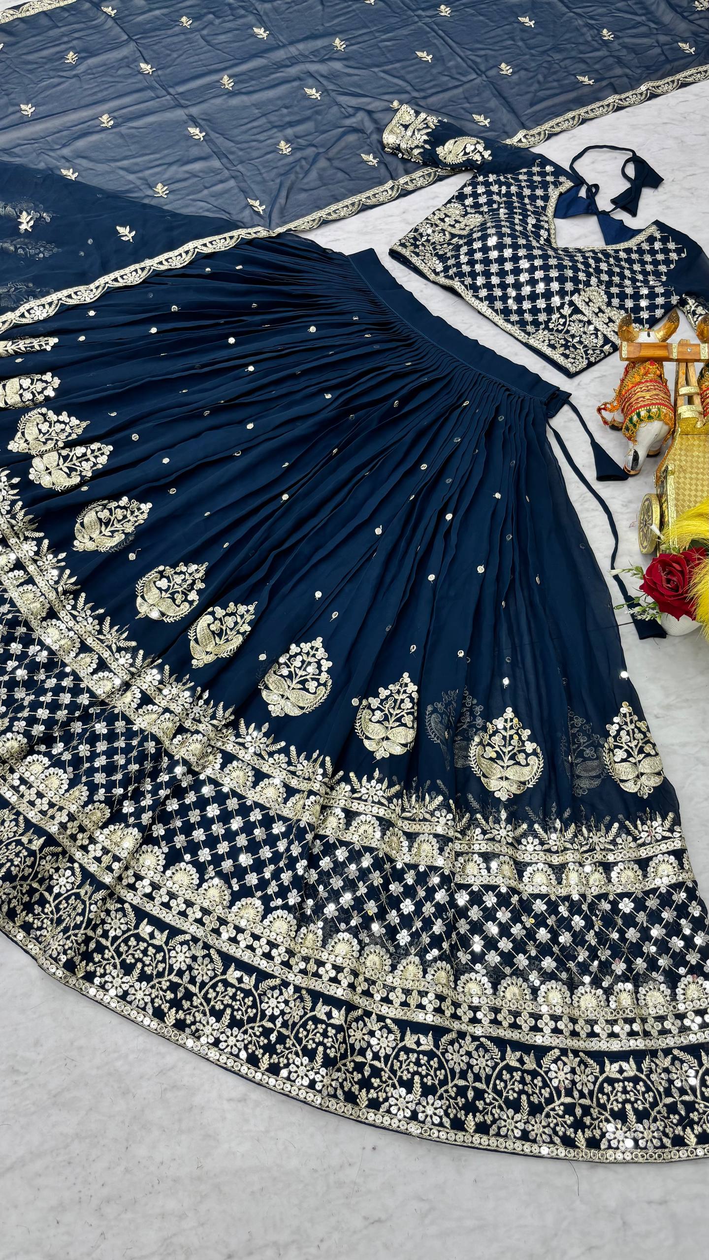 RangBhoomi Heavy Fox Georgette Embroidered Wedding Lehenga Choli Set