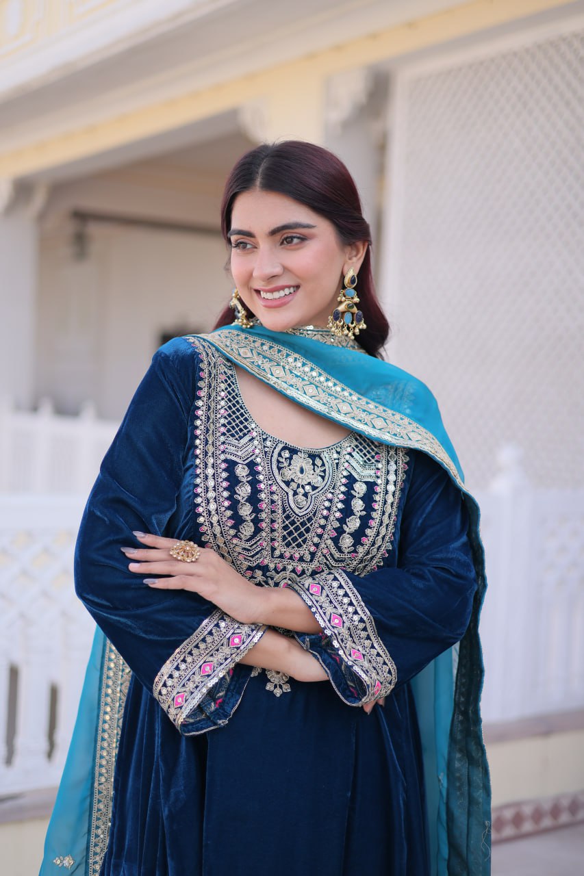 RangBhoomi Ready-to-Wear Velvet Top and Pant Set with Elegant Dupatta - Collection 2026
