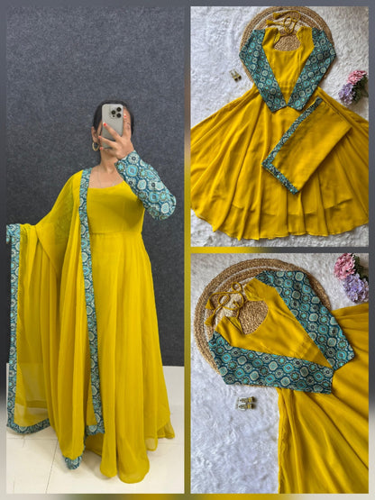RangBhoomi Elegant 2-Color Anarkali Gown with Heavy Georgette and Pure Micro Cotton Inner – Multiple Sizes Available