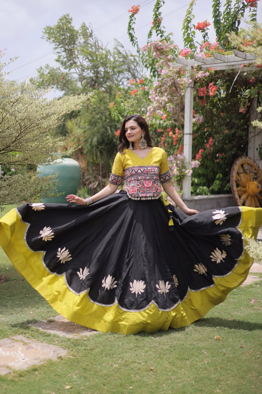 RangBhoomi Navratri Lehenga Choli Collection 2026 — Lotus Mirror Embroidered Set