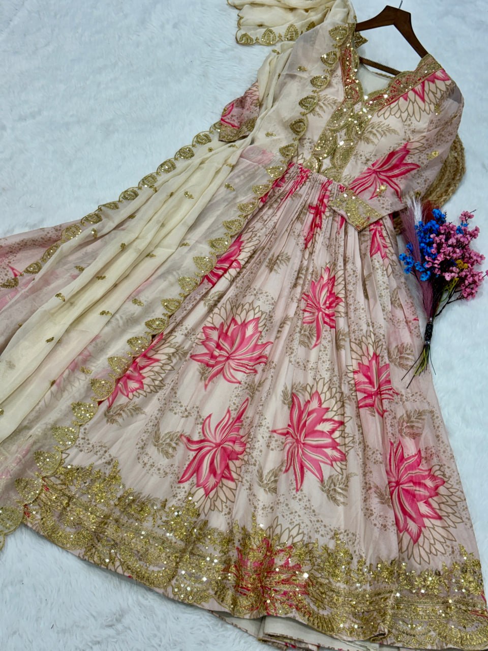 Elegant Premium Ready-to-Wear Gown with Matching Dupatta Set