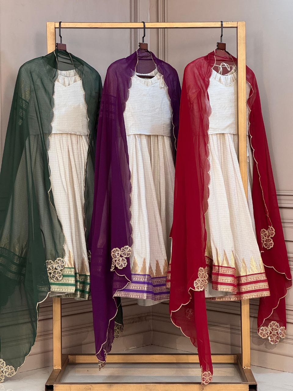 RangBhoomi Onam Special Premium Viscose Jacquard Lehenga Choli Set with Contrast Dupatta