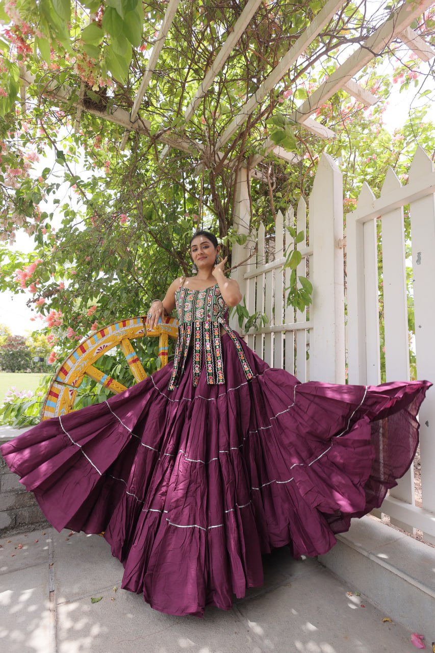 RangBhoomi Navratri Kora Cotton Lehenga Set — Full-Stitched Festive Ensemble