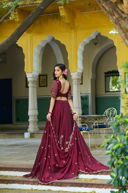 RangBhoomi Elegant Festive Lehenga Set with Rangoli Silk, Sequins, and Thread Embroidery