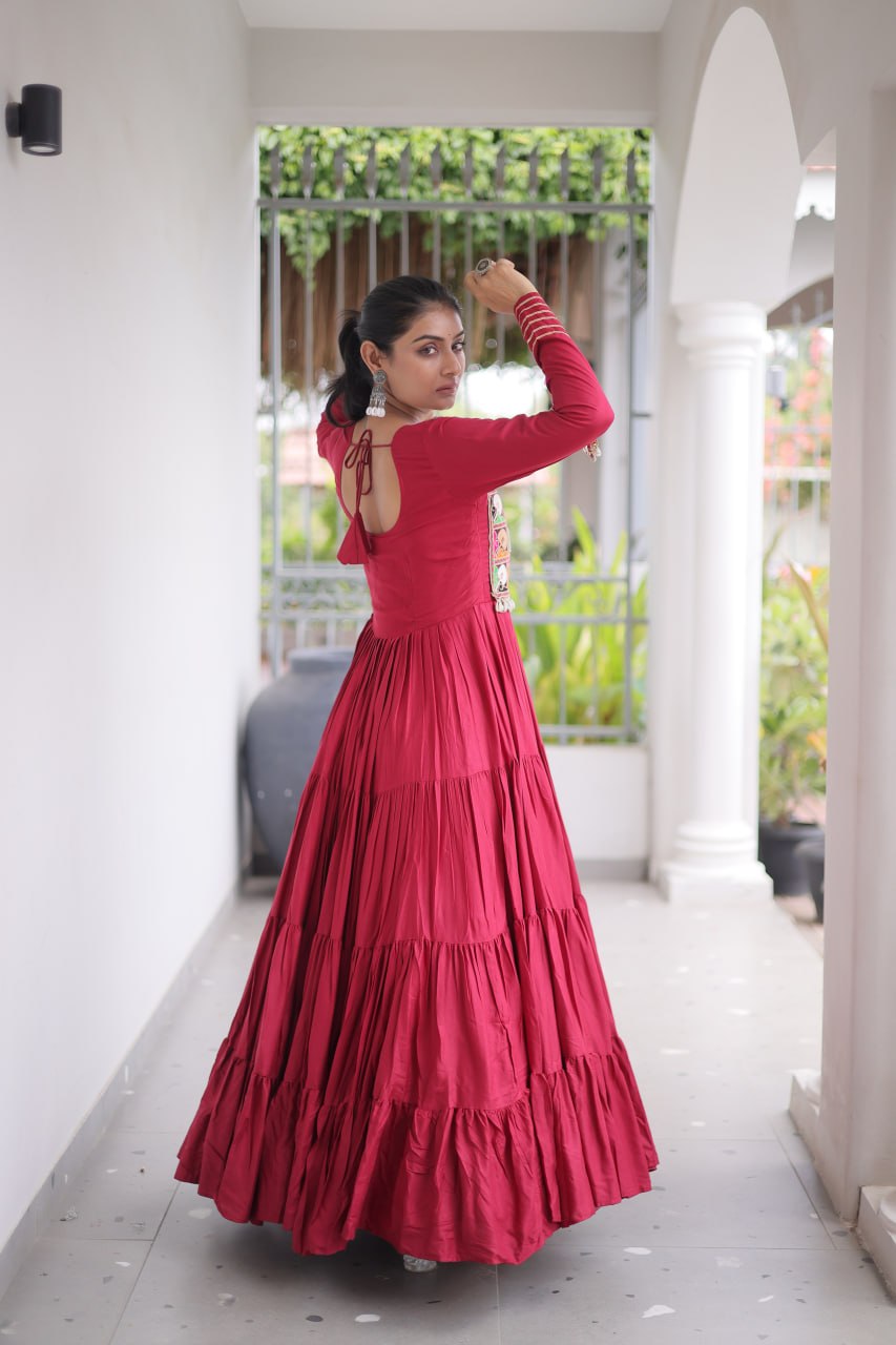 RangBhoomi Navratri Gown Collection 2026 — White, Maroon & Black Festive Gown