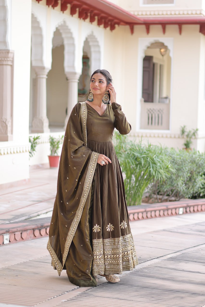 RangBhoomi Elegant Vichitra Silk Gown with Sequined Dupatta Collection 2026