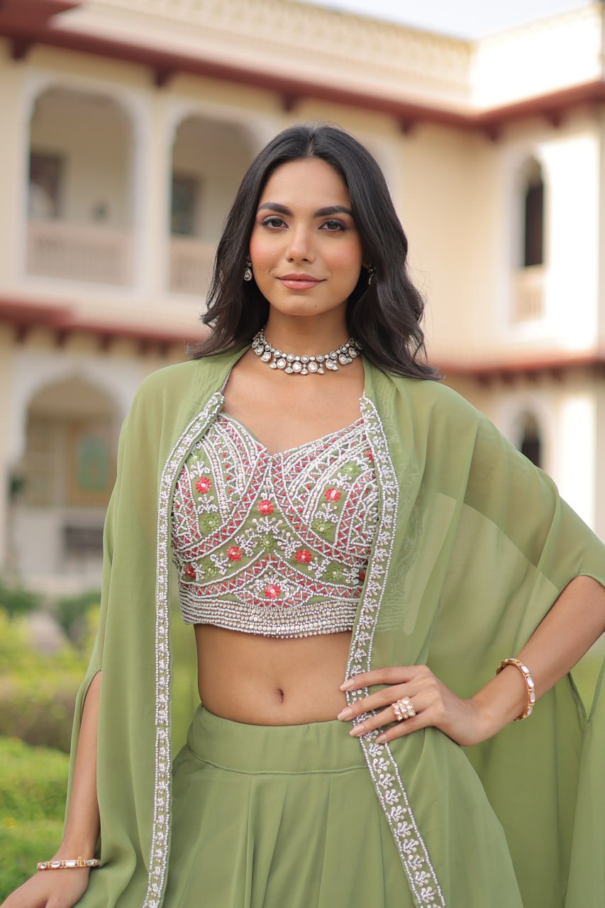 Premium Ready-to-Wear Lehenga Choli Set with Stylish Shrug Jacket