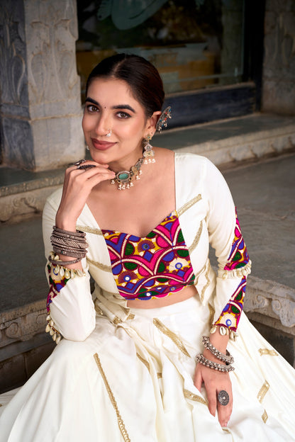 RangBhoomi Navratri 2026 Mirror-Embellished Rayon Lehenga with 8m Flair