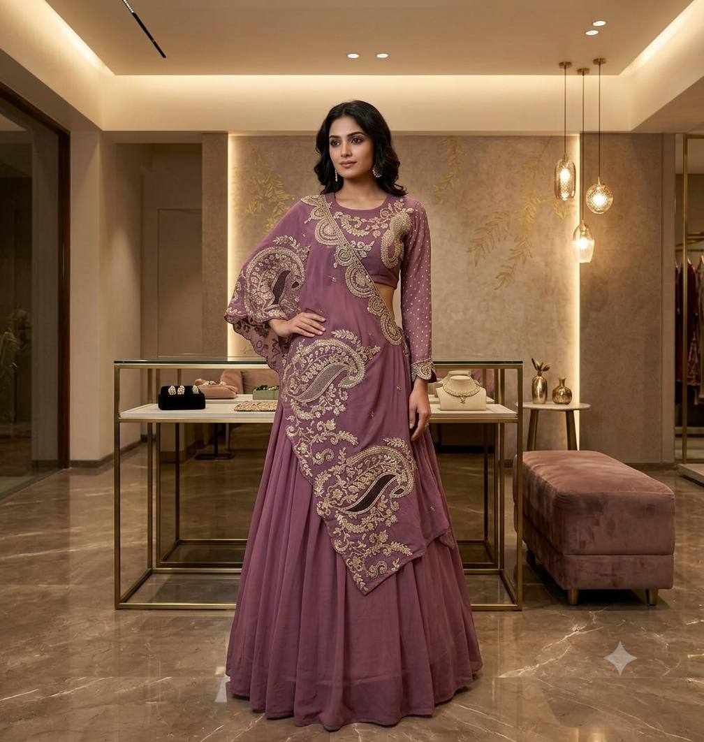 Designer Wear Embroidered Lehenga with Blouse and Shrug Set