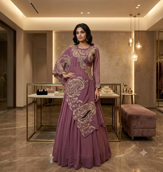 Designer Wear Embroidered Lehenga with Blouse and Shrug Set