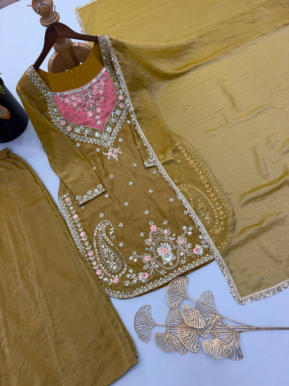 RangBhoomi NC Moss Designer Embroidered Top-Bottom & Dupatta Set — Fully Stitched Ready to Wear
