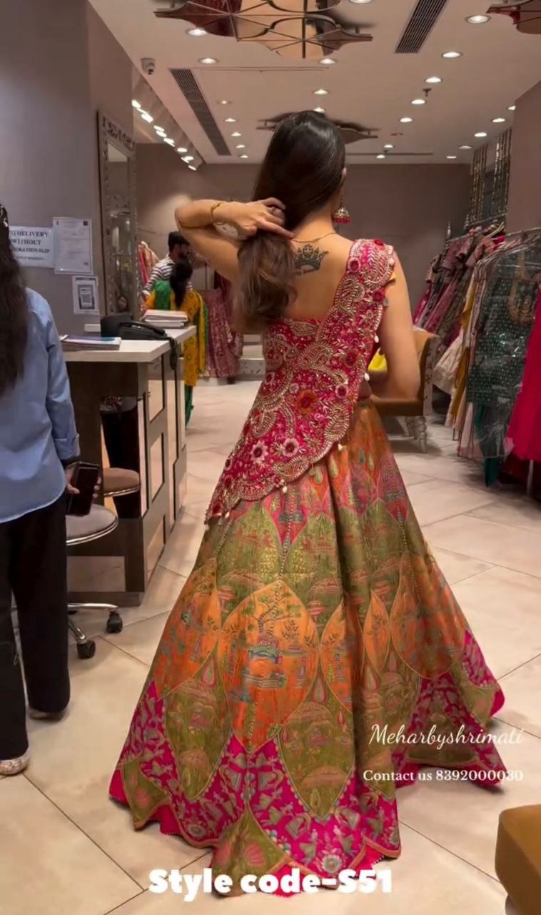 New Super Embroidery Detailed Lehenga Choli Set with Banglori Silk Shrug