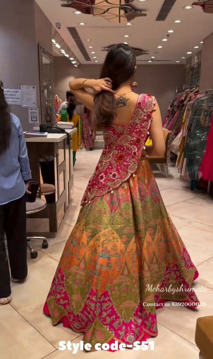 New Super Embroidery Detailed Lehenga Choli Set with Banglori Silk Shrug