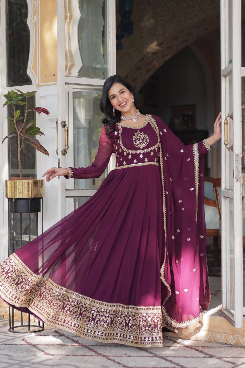 Indian Wedding Gown with Dupatta - Party Wear 2025
