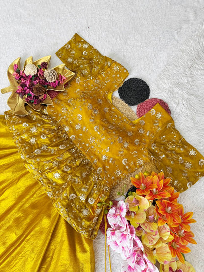Elegant Space Silk Peplum Lehenga Choli with Exquisite Sequined Embroidery – Perfect Harmony of Style and Comfort